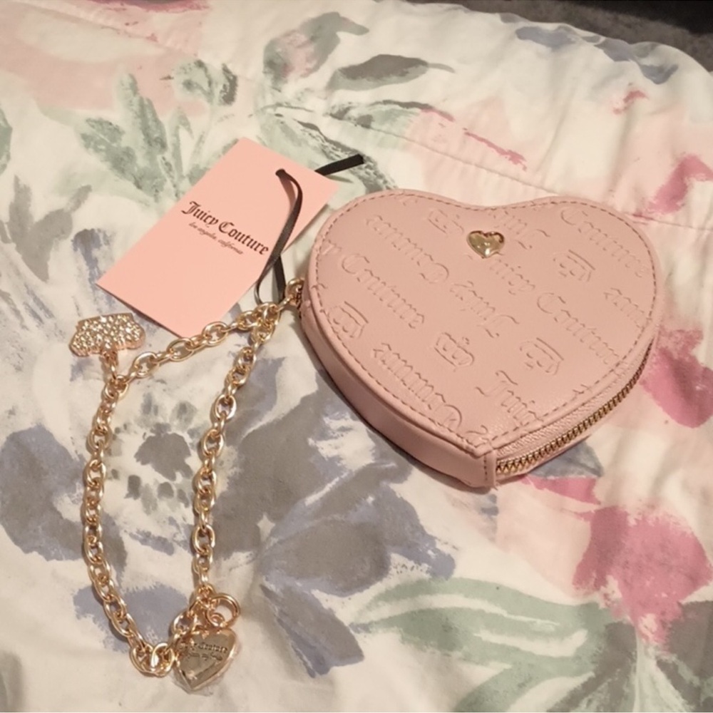 Juicy Couture Blush Heart Clutch with Gold Chain